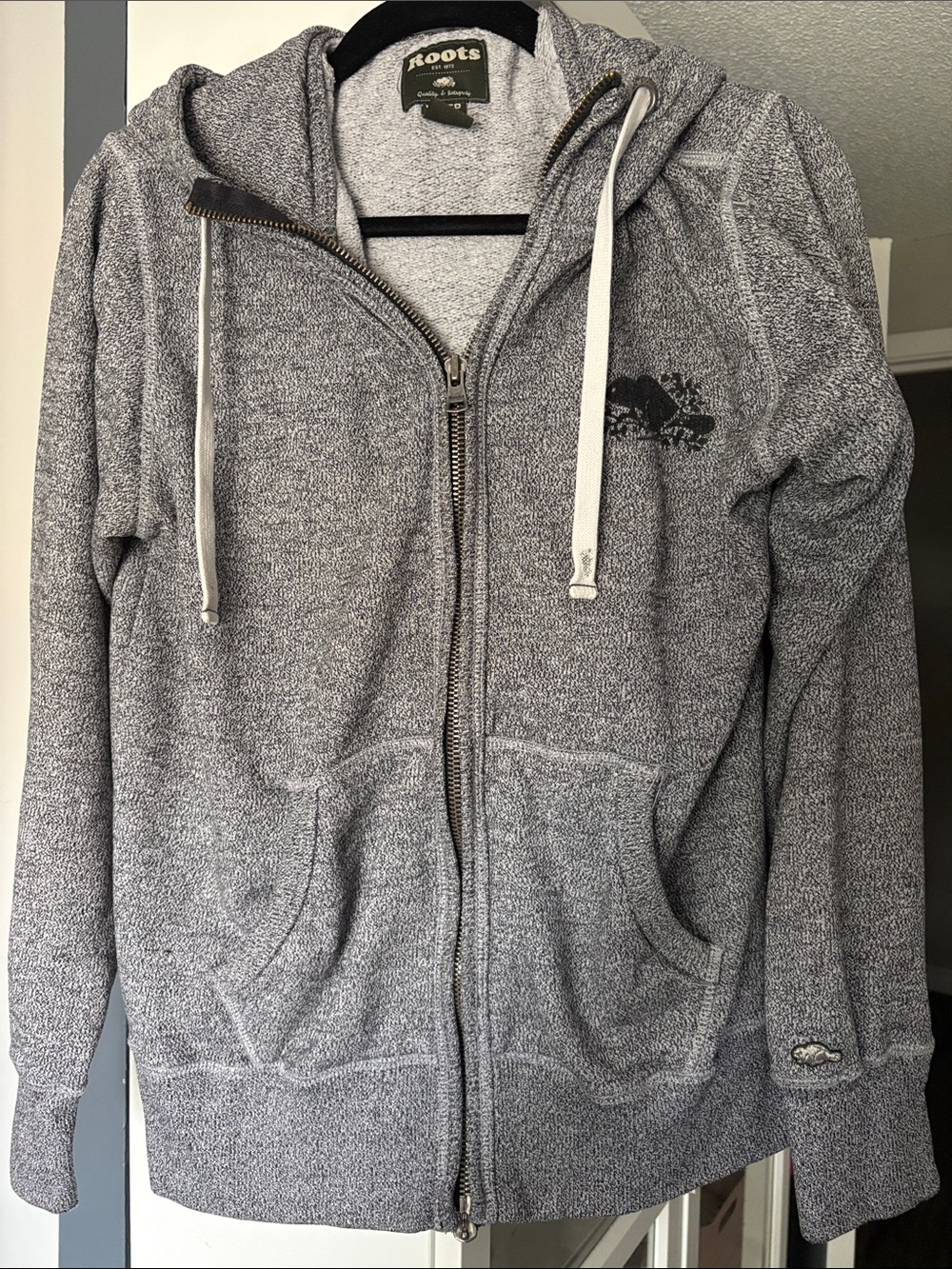 Roots Men's Heather Gray Full-Zip Hoodie Sweater